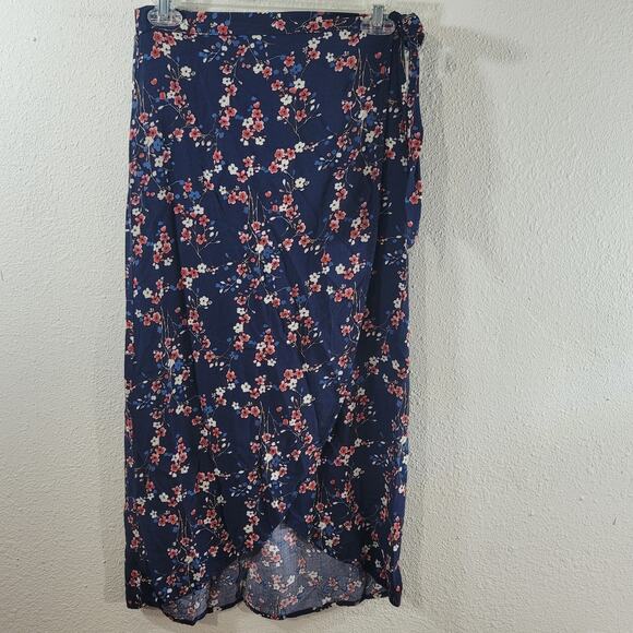 Xhilaration Dresses & Skirts - Xhilaration Blue Floral Hi Low Wrap Skirt Small Lightweight Flowy Soft